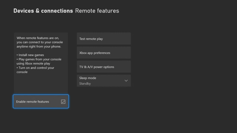 Remote Features Xbox