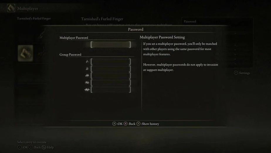 Elden Ring Multiplayer Password Settings 