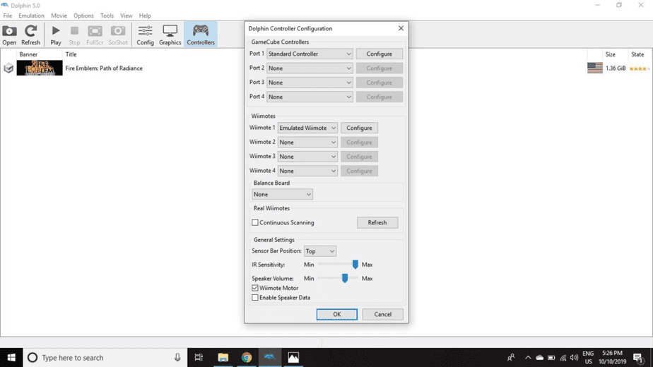 Screenshot of the Dolphin Emulator Controller options