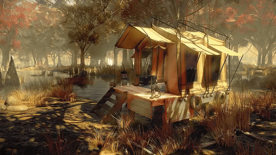 Screenshot of the Survival Tent in Fallout 76