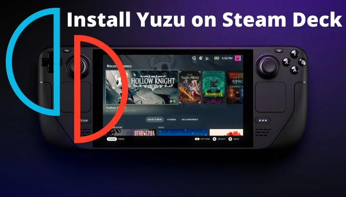Yuzu Nintendo Switch emulator displayed on the Steam Deck 