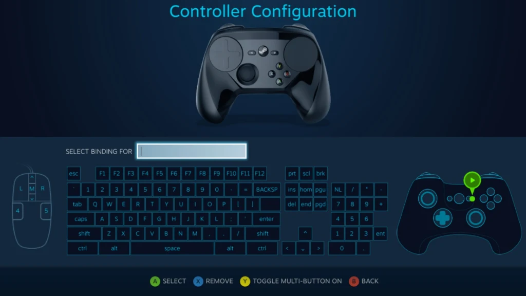 A screenshot of the controller configuration option of the Steam Controller