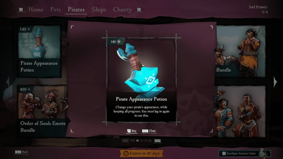 pirate appearance potion