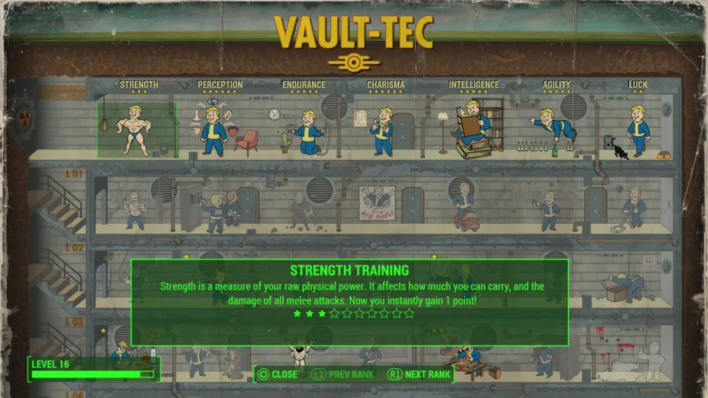 SPECIAL perks menu Fallout 4