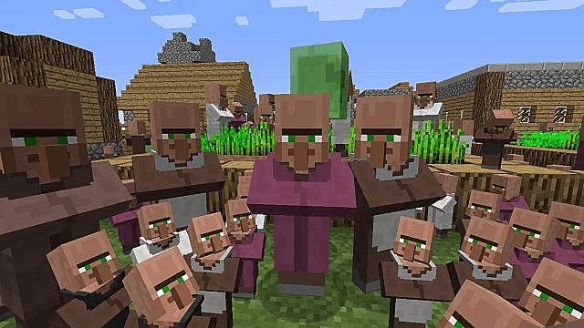 Baby villagers grown up in Minecraft