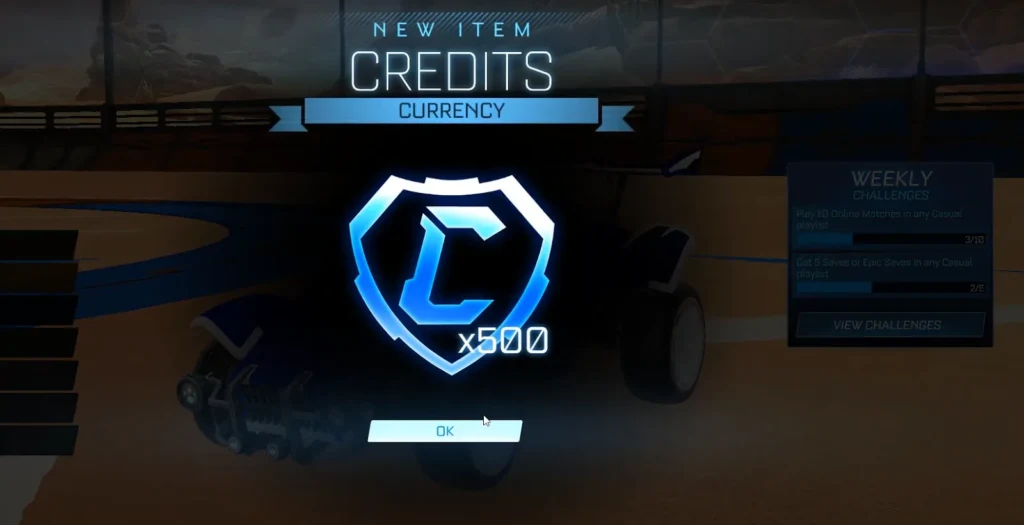 Receiving Credits in Rocket League