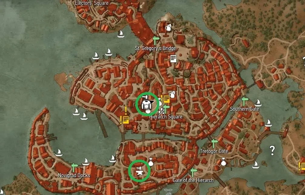 Blacksmith and Armor Location in Central Novigrad