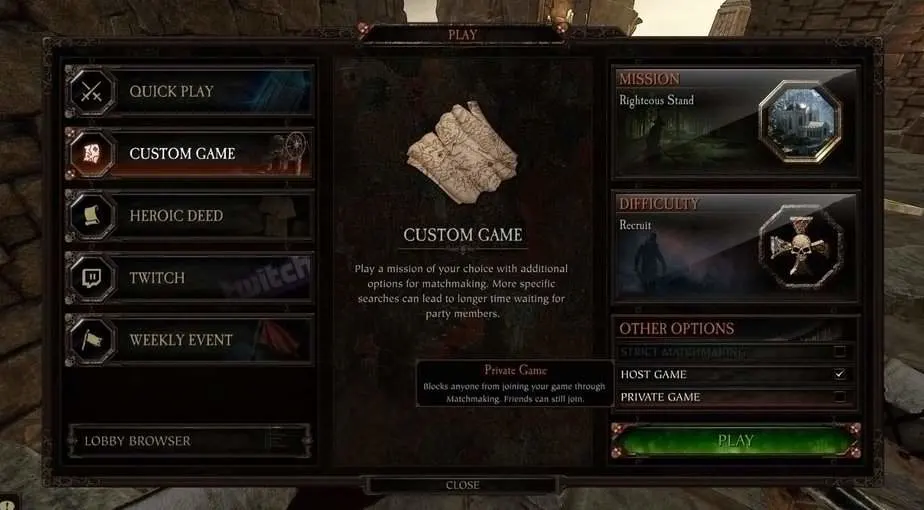 Custom Game Creation in Warhammer Vermintide 2