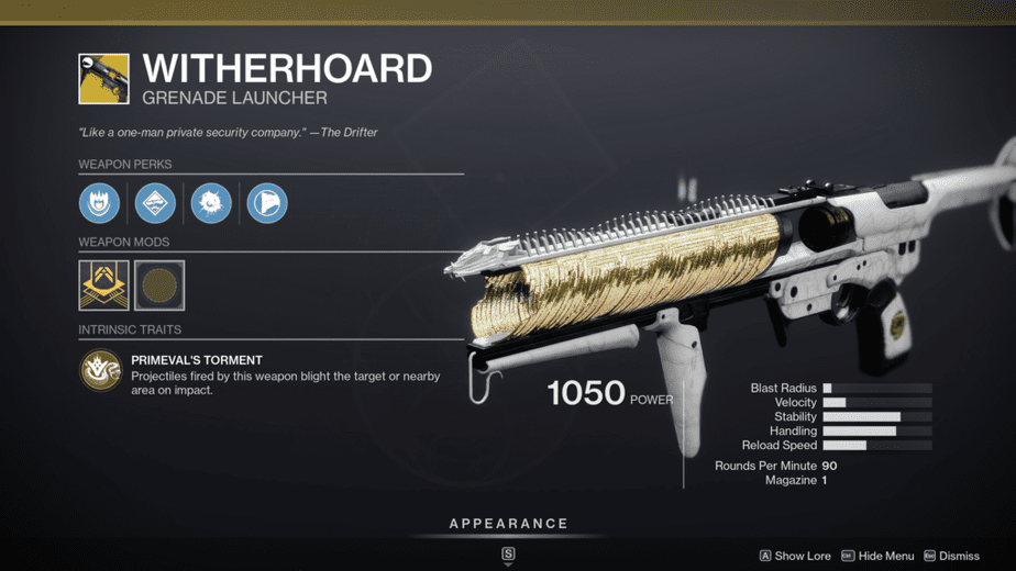 Witherhoard Exotic Weapons Destiny 2