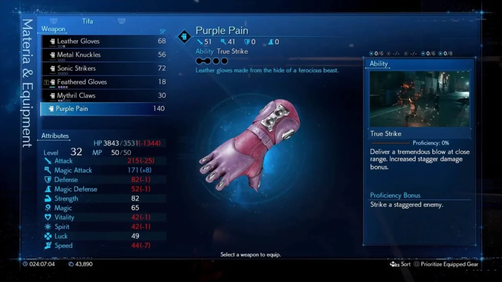 Final Fantasy VII Remake Weapons Purple Pain