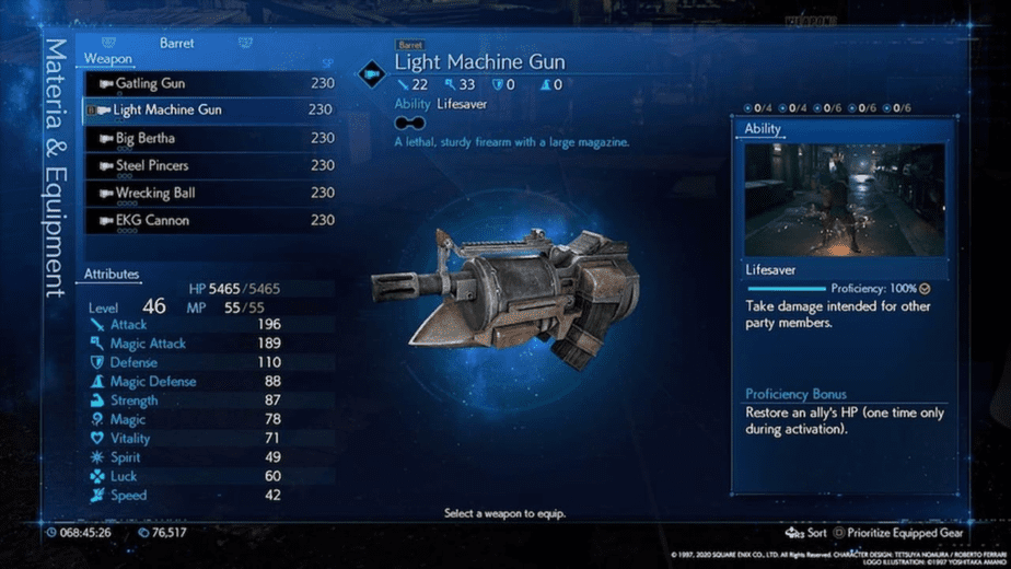 Final Fantasy VII Remake Weapons Light Machine Gun 