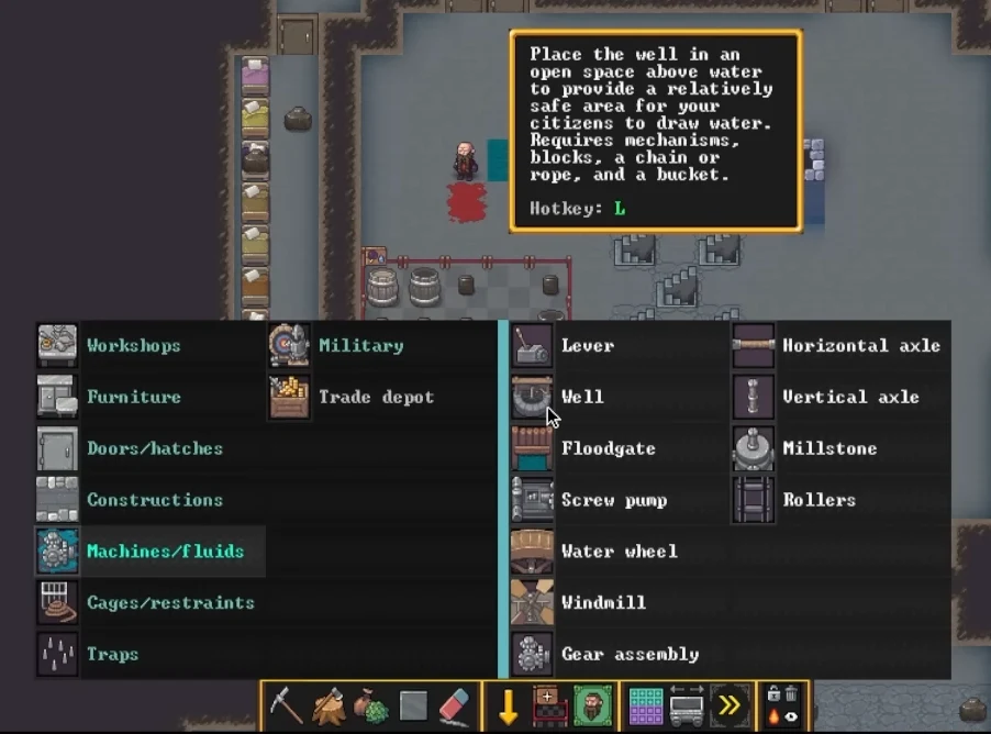 Building a well in Dwarf Fortress