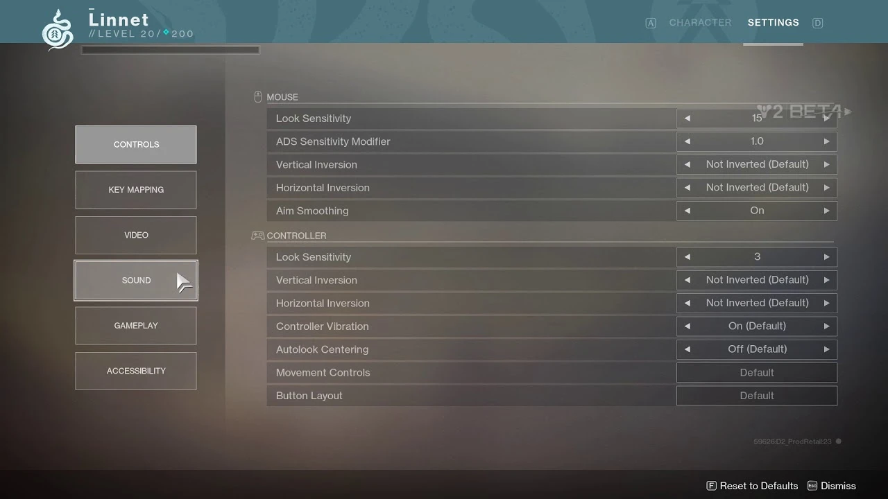 Sound Settings - Destiny 2