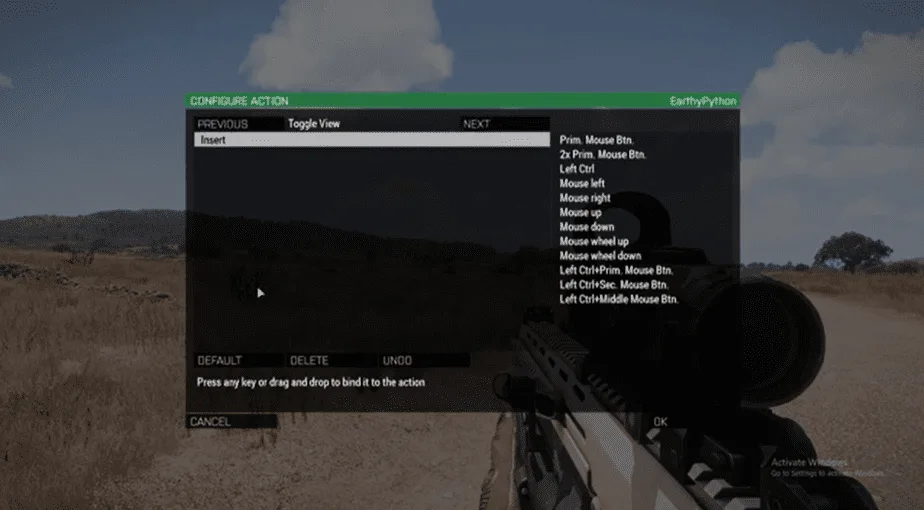 Keybinding Configuration Menu - Arma 3