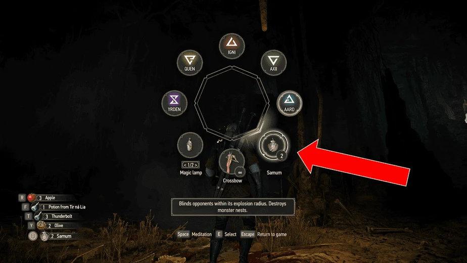 quick access radial menu - The Witcher 3 Bombs