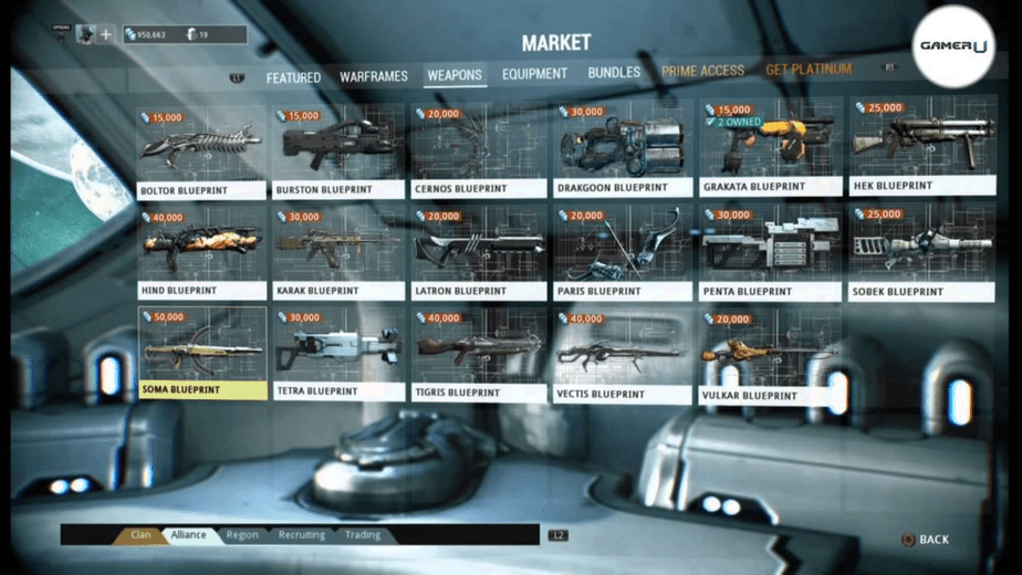 Purchasable Weapons - Warframe