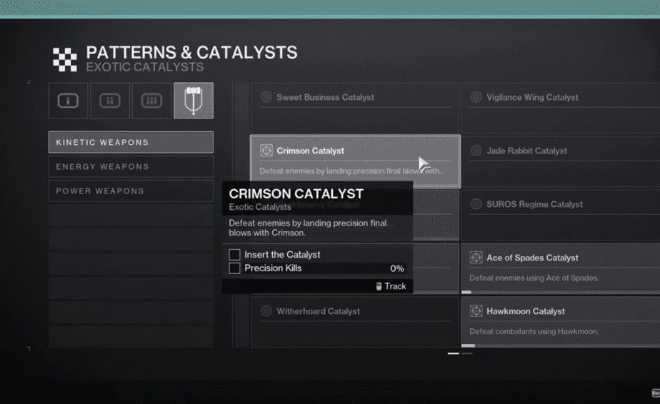 Catalyst and pattens - Destiny 2 Dismantle Exotics