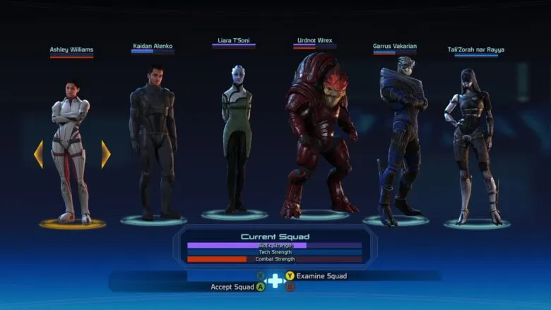 Squad selection screen