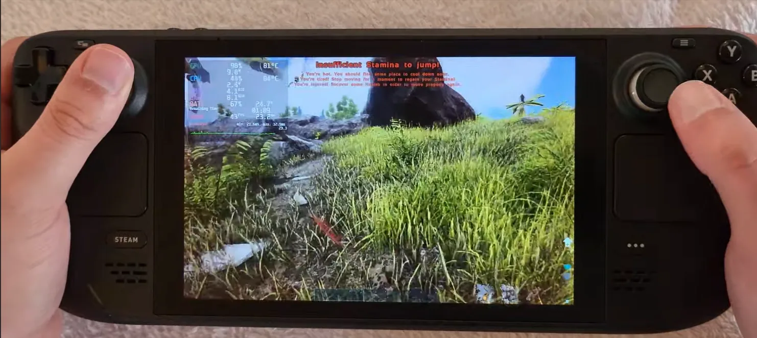 Display and gameplay for Ark: Survival Evolved Steam Deck