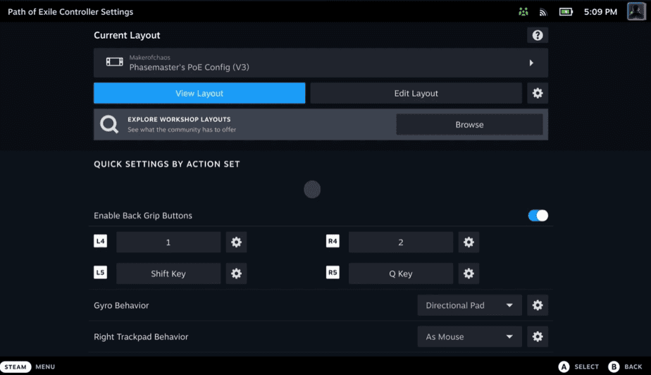 Controller Configuration for Path of Exile on the Steam Deck