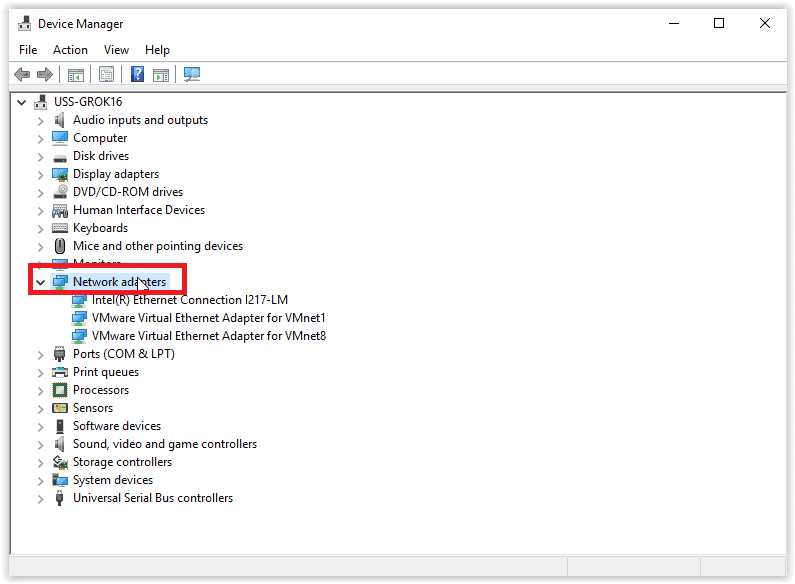 Device Manager - Updating Network Driver