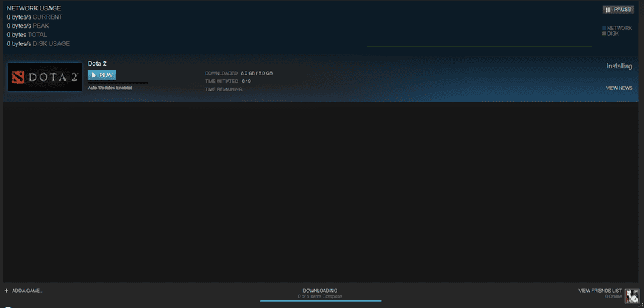 Dota 2 Update Screen - Steam Client