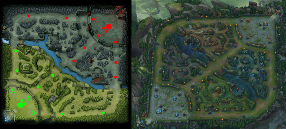 Dota 2 Map (Left) - League of Legends Map (Right) 