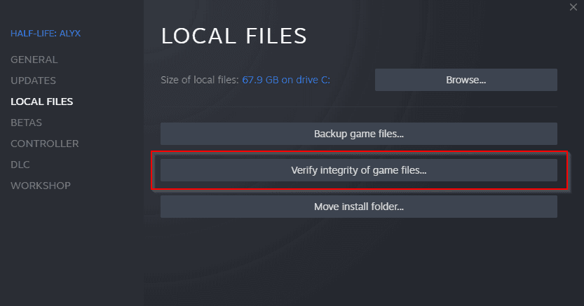 Verify Integrity of Game Files