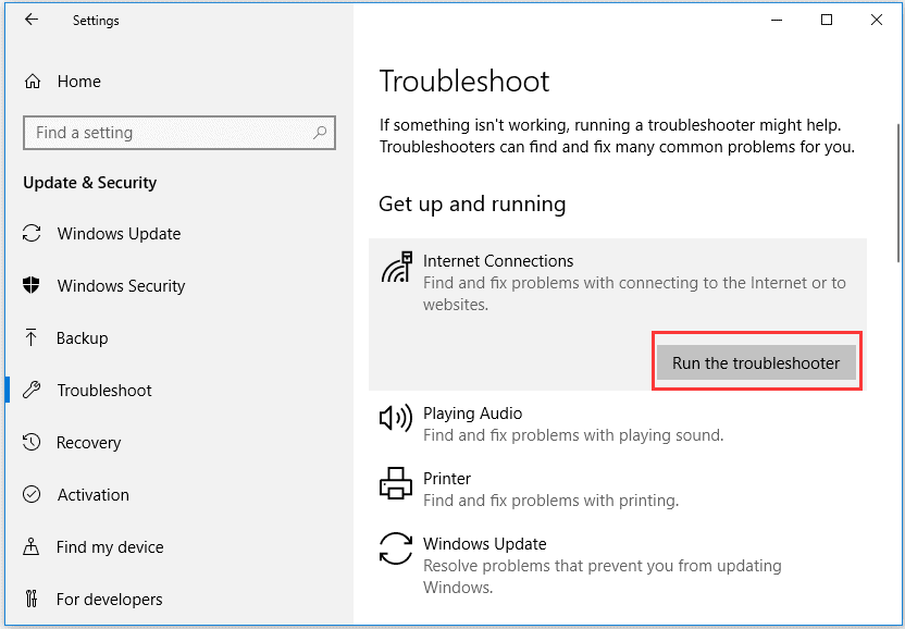 Internet Troubleshoot