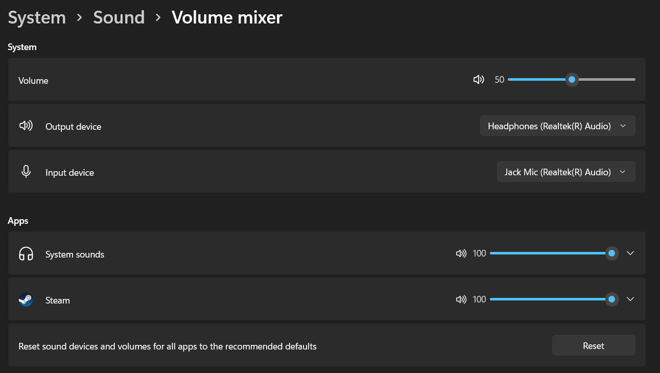 Audio Settings - Windows 11