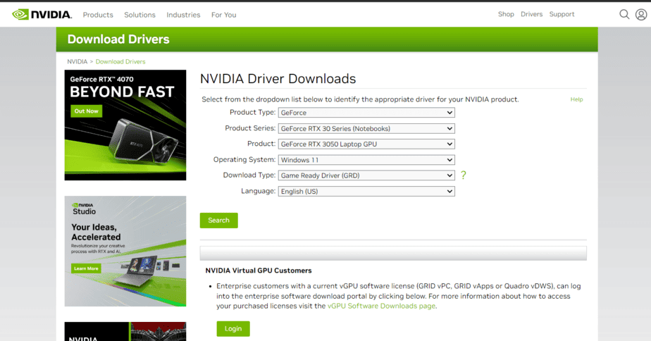 Nvidia - Graphics Driver Download