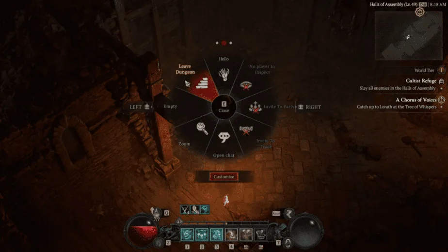 Leave Dungeon Emote Wheel Diablo 4