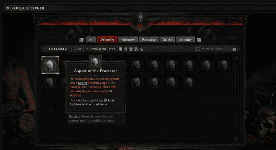 Codex of Power - Imprintable Aspects - Diablo 4