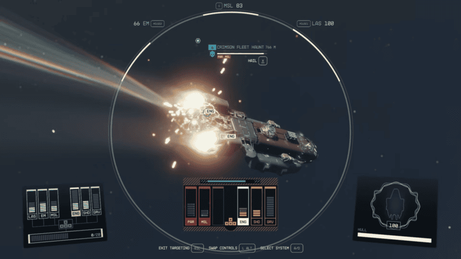 Targeting enemy ship part - Starfield Board Ships
