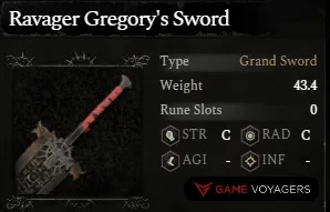 Ravager Gregory's Sword - Lords of the Fallen Best Strength Weapons
