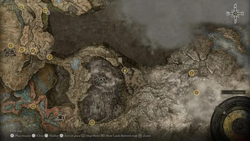 Foot of the Jagged Peak Site of Grace Elden Ring DLC map