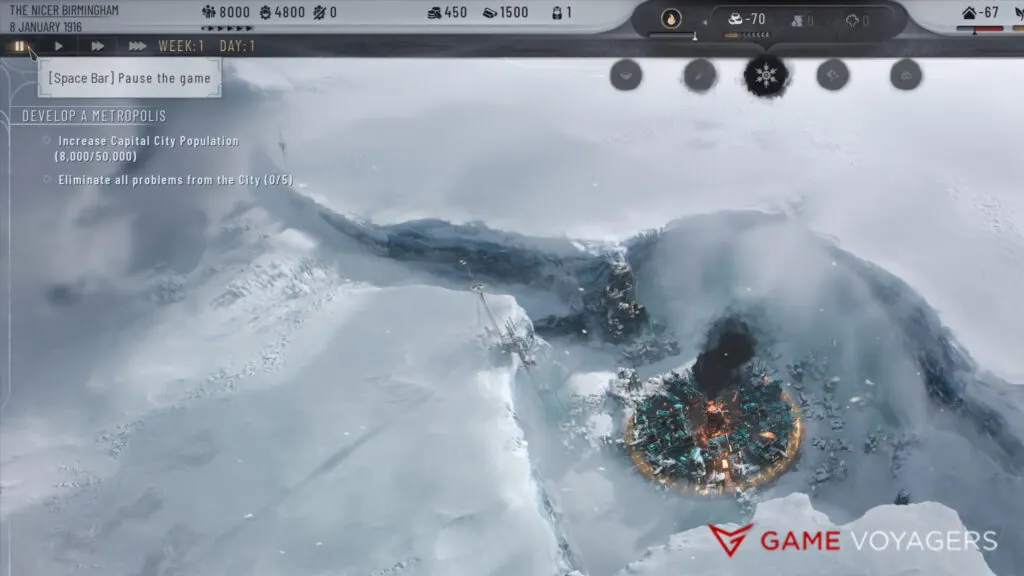 Pause Button Highlighted Frostpunk 2